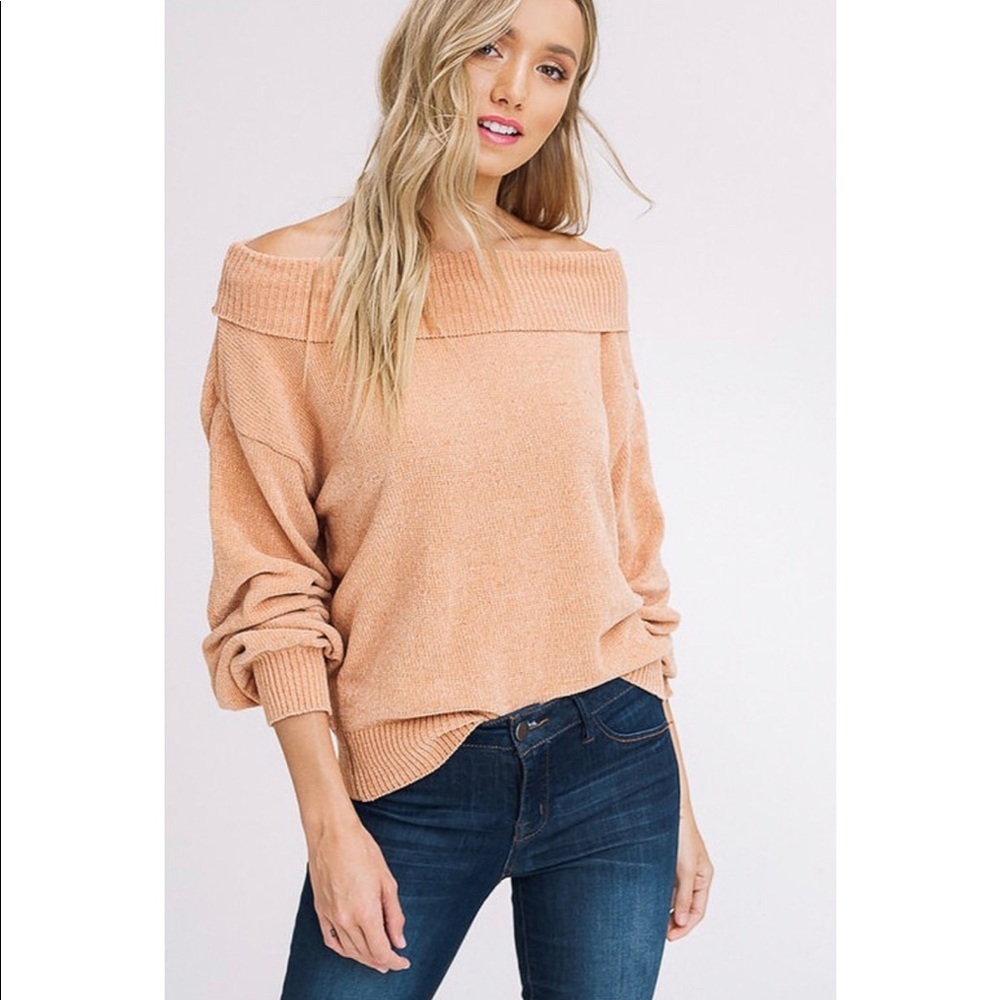 Chenille Off Shoulder Puff Sleeve Sweater